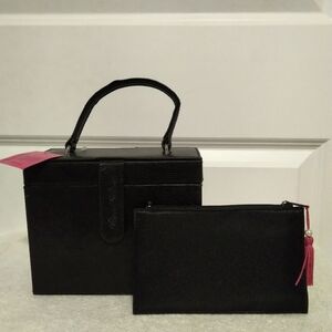 BRAND NEW Paris Hilton Black Top-Handle Bag With Zip Pouch